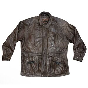 VTG Reed Sportswear Men's Leather Bomber Jacket Coat Thinsulate Lined Sz 46 BIG